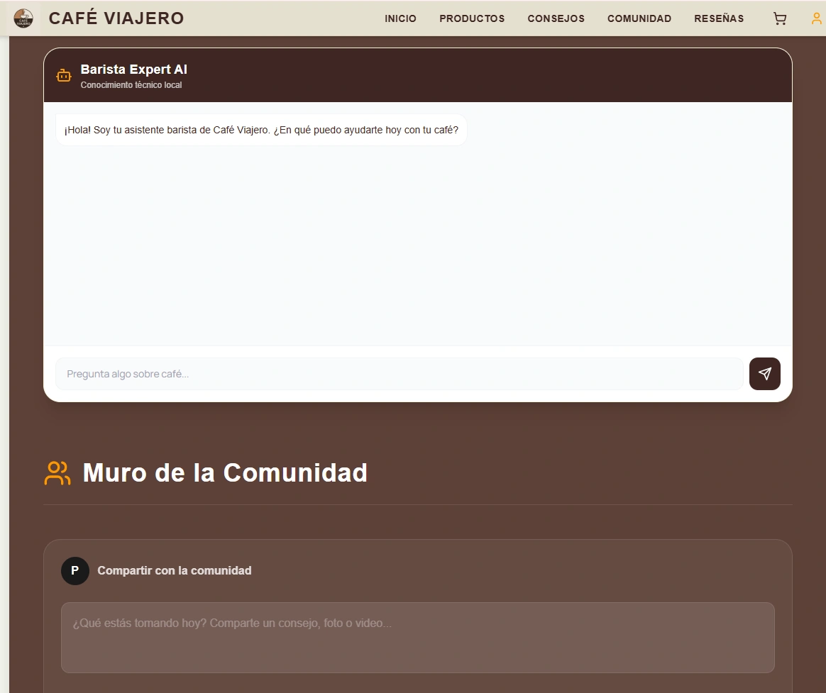 Café Viajero - Contenido de comunidad y consejos