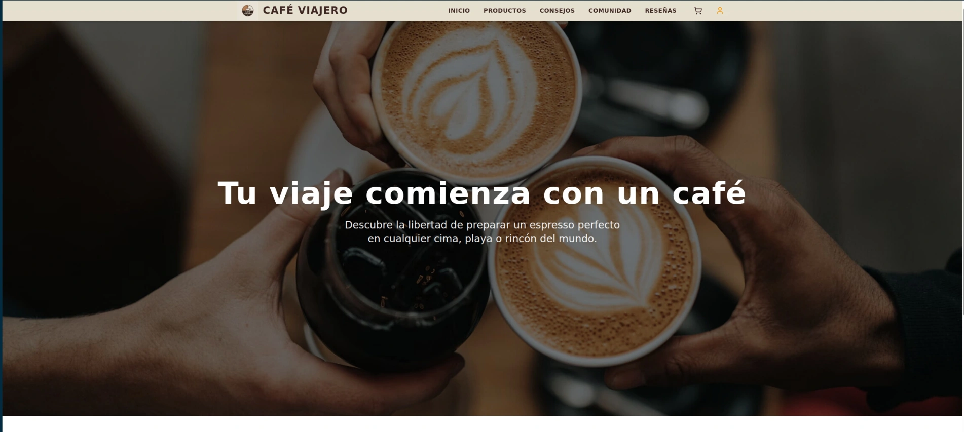 Café Viajero - Portada de tienda online de café