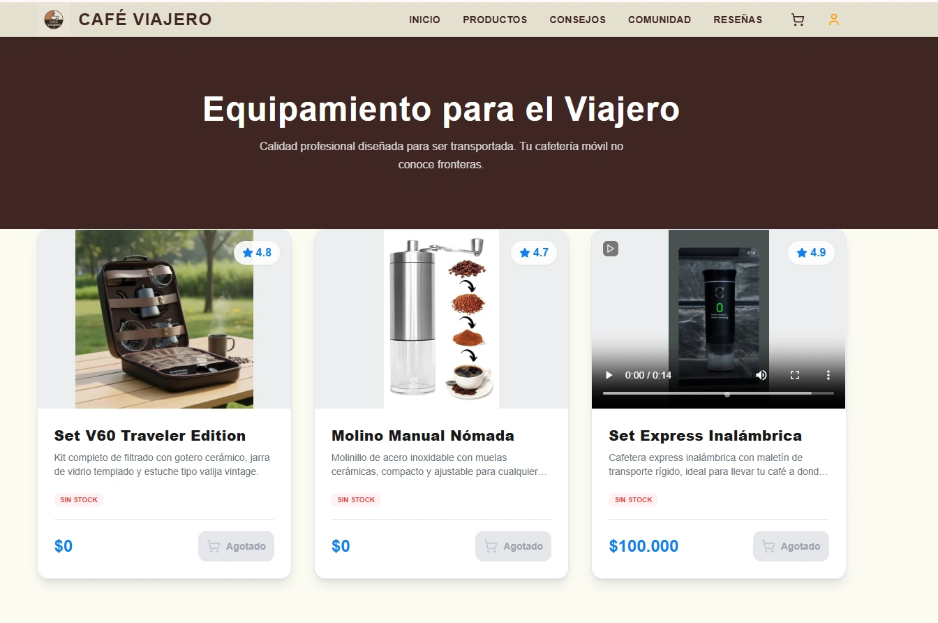 Café Viajero - Catálogo de productos de café