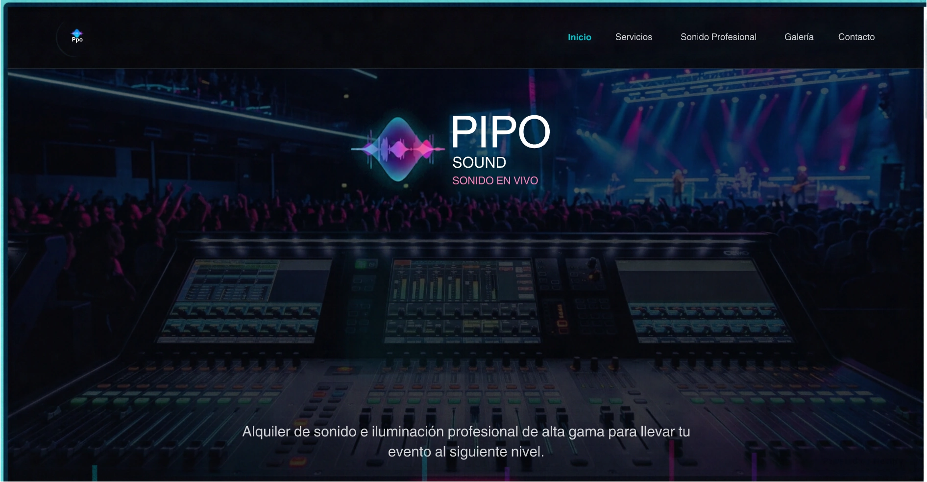 Pipo Sound - Landing page de sonido profesional